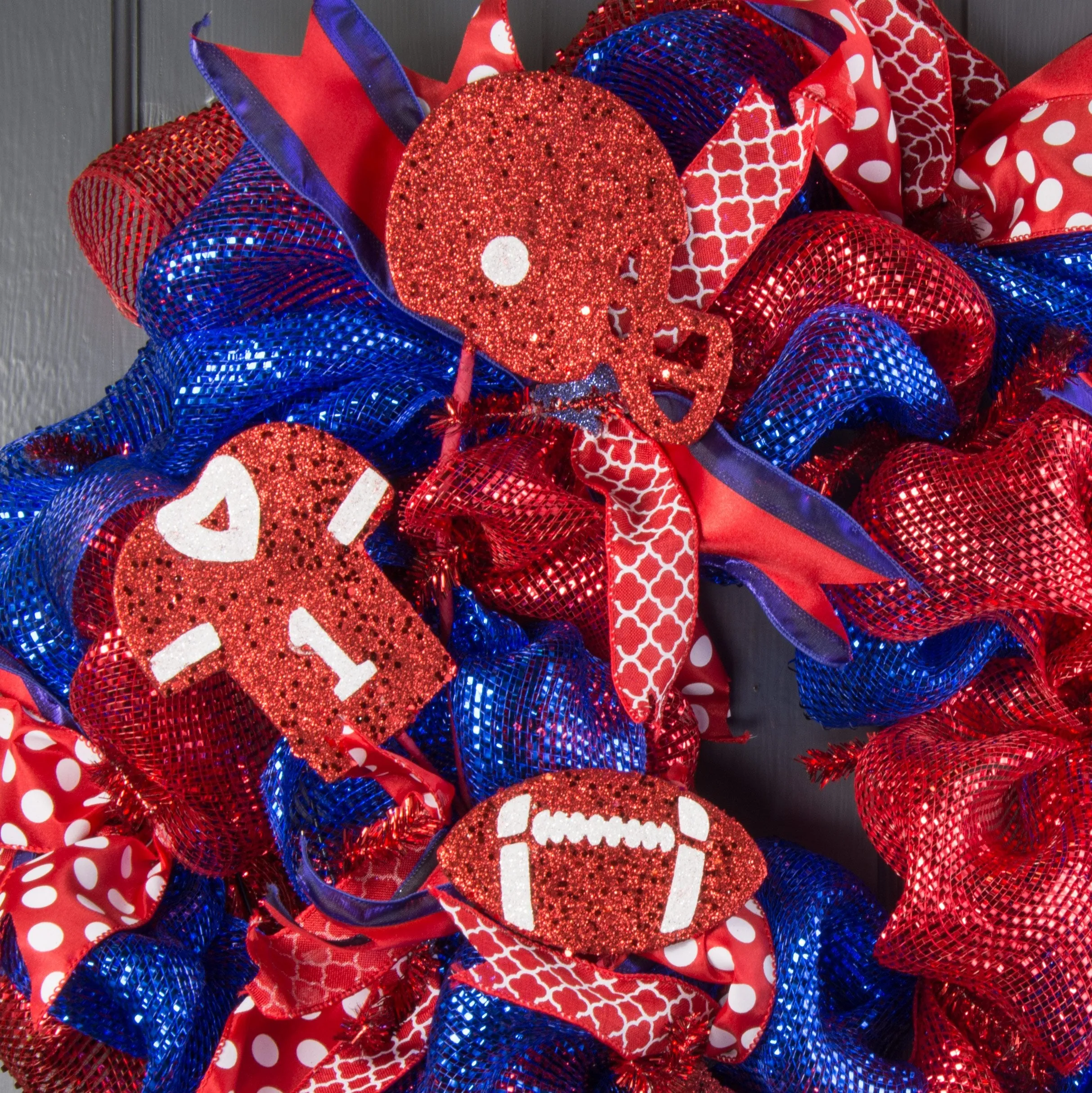 24" Glitter Helmet, Jersey, Football Pick: Red & White