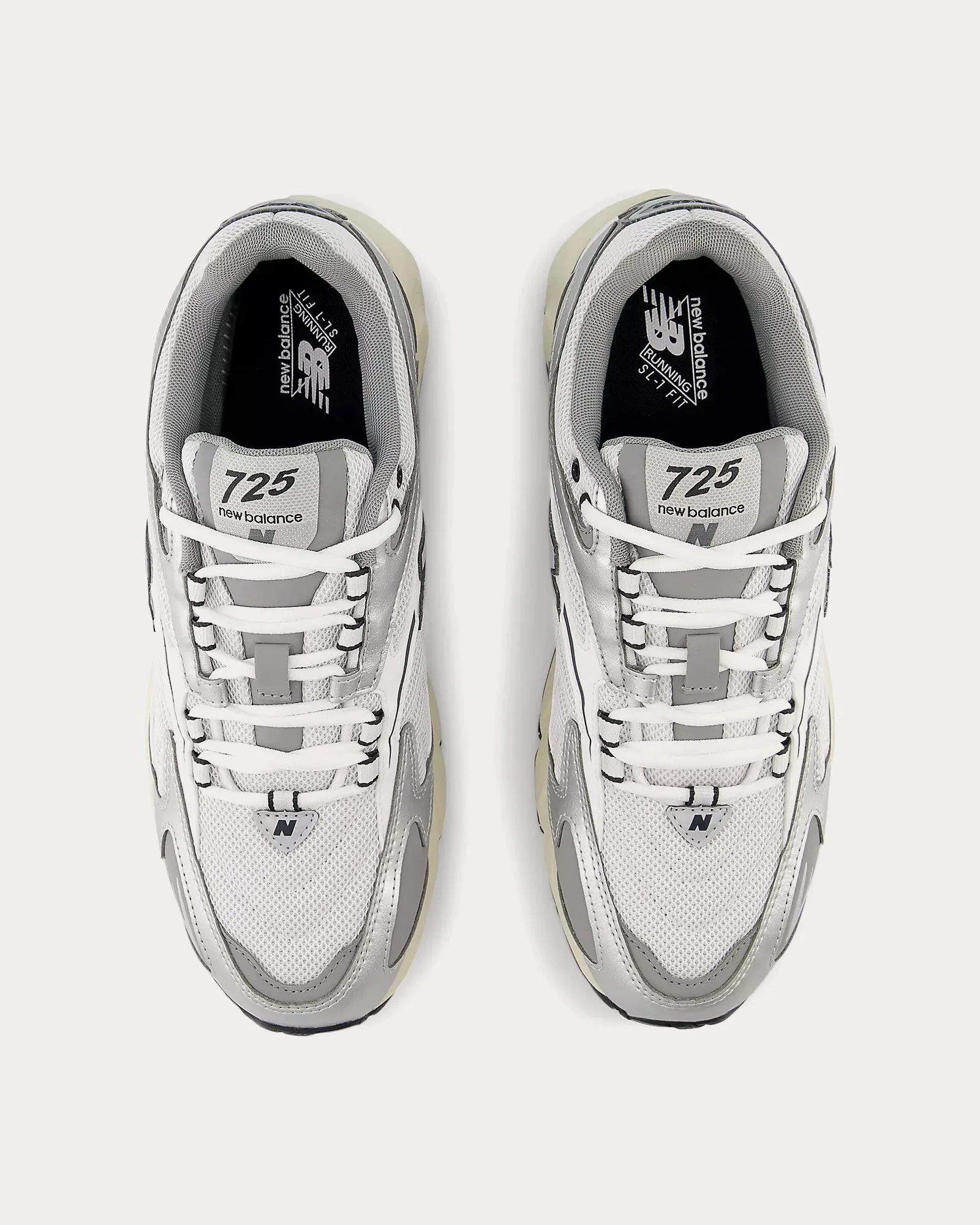 725v1 White / Metallic Silver / Slate Grey Low Top Sneakers