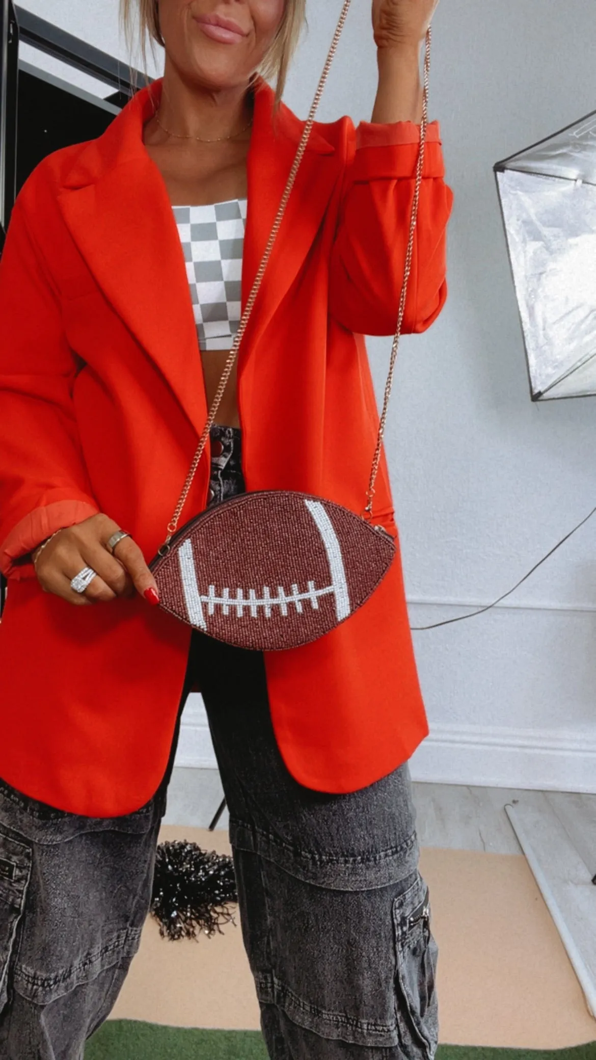 Beaded Football Clutch