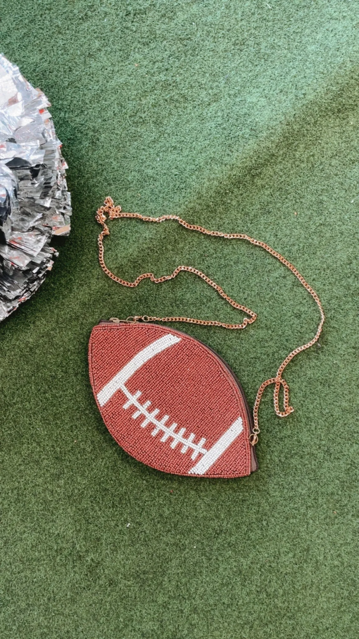 Beaded Football Clutch