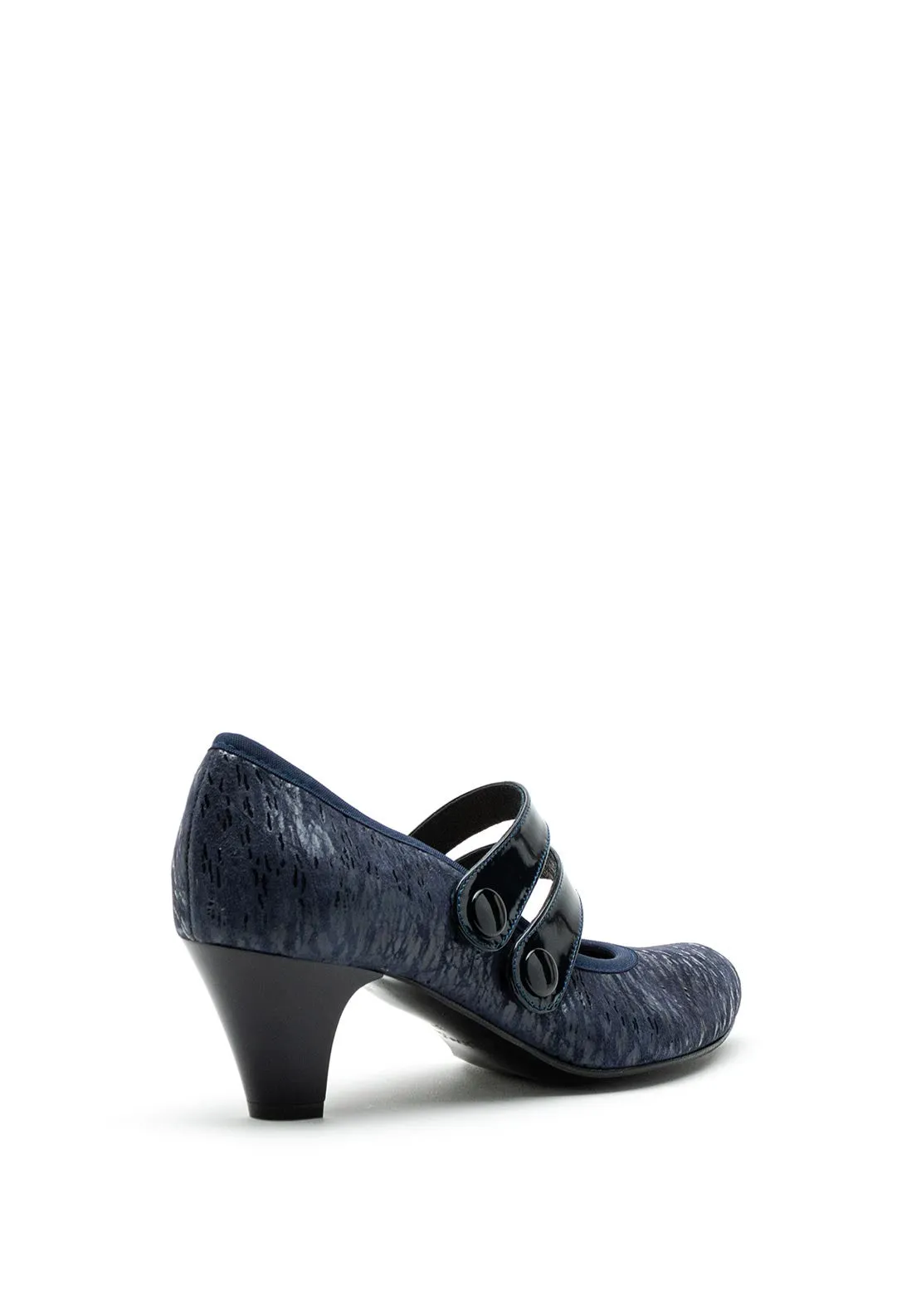 Bioeco by Arka Leather Double Strap Heeled Shoes, Navy