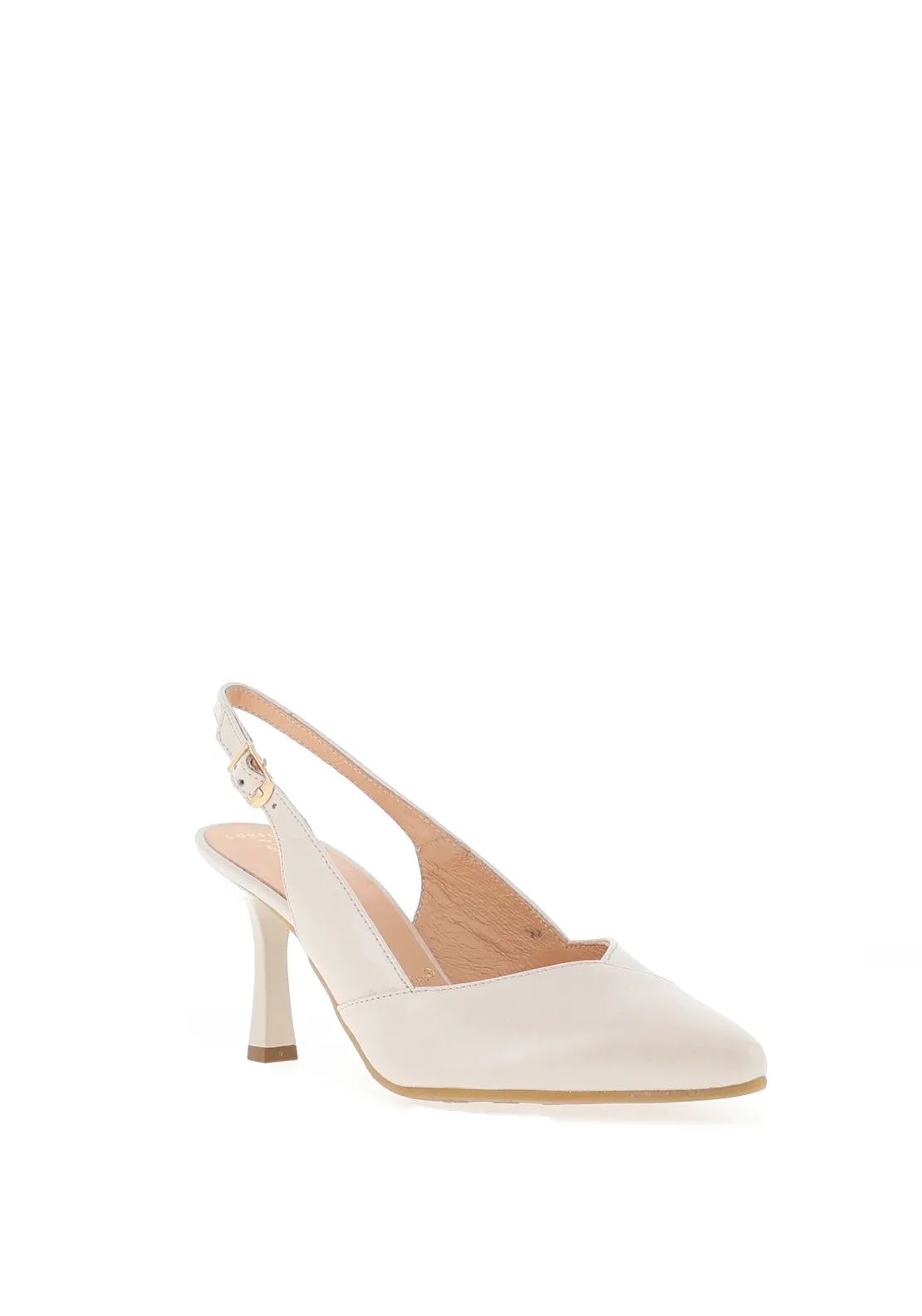 Bioeco by Arka Leather Sling Back Heeled Shoes, Pearl