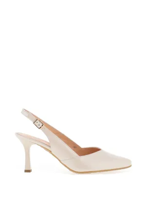 Bioeco by Arka Leather Sling Back Heeled Shoes, Pearl