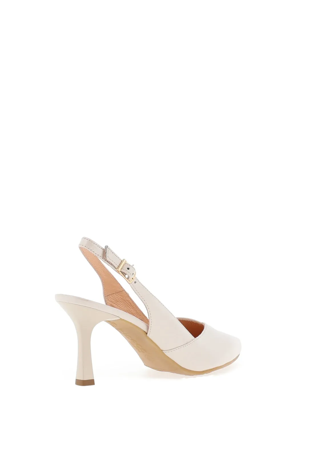 Bioeco by Arka Leather Sling Back Heeled Shoes, Pearl