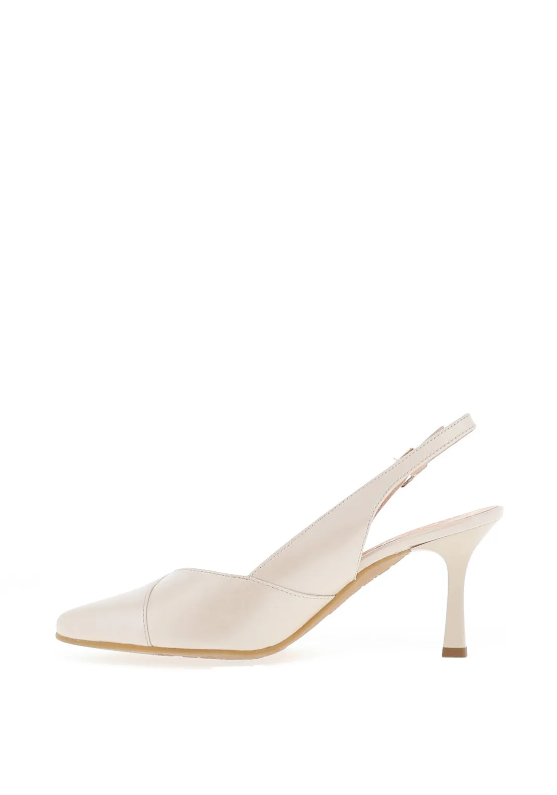 Bioeco by Arka Leather Sling Back Heeled Shoes, Pearl