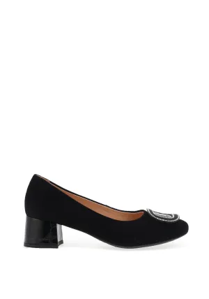 Bioeco by Arka Suede Low Block Heel Shoes, Black