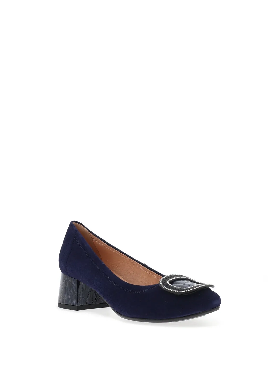 Bioeco by Arka Suede Low Block Heel Shoes, Navy