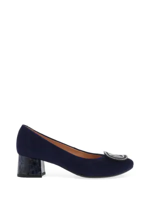Bioeco by Arka Suede Low Block Heel Shoes, Navy