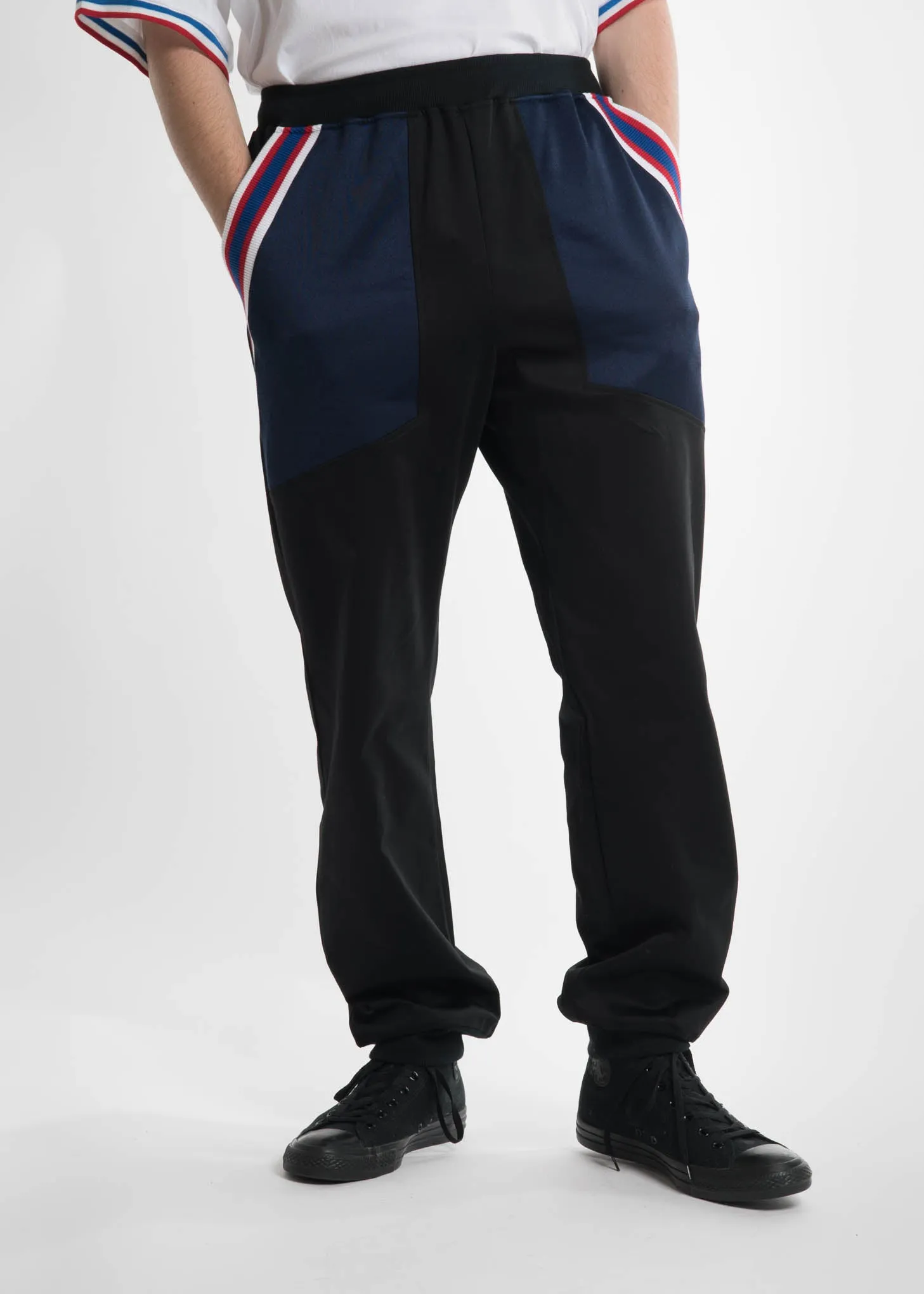 Black Rib Football Track Pants