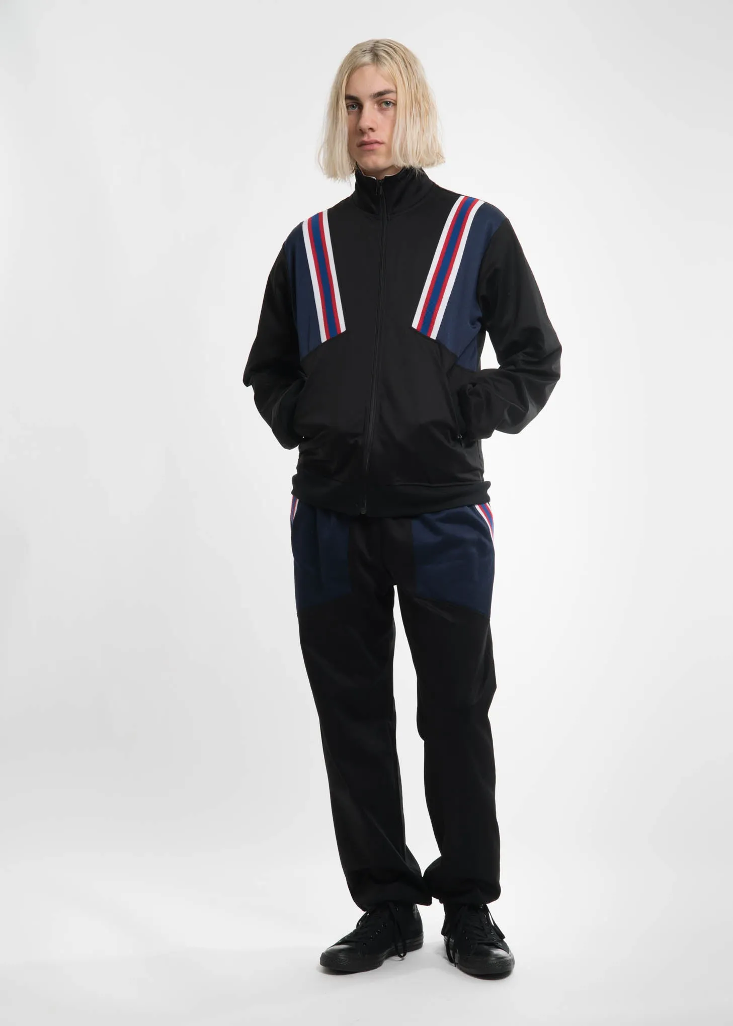 Black Rib Football Track Pants