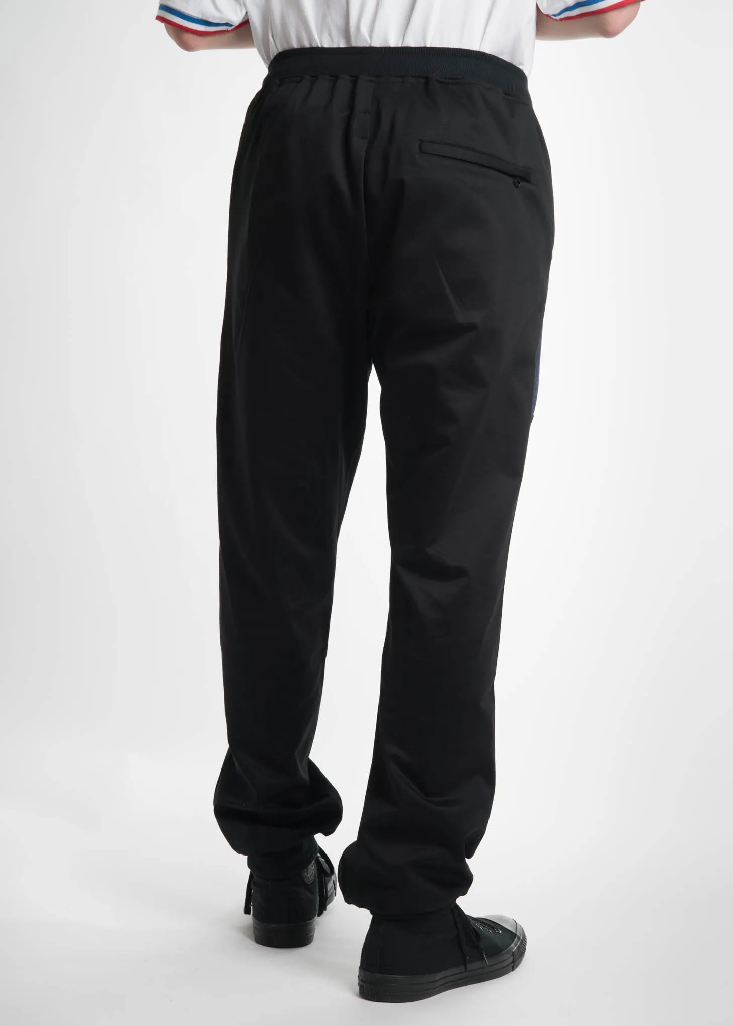 Black Rib Football Track Pants