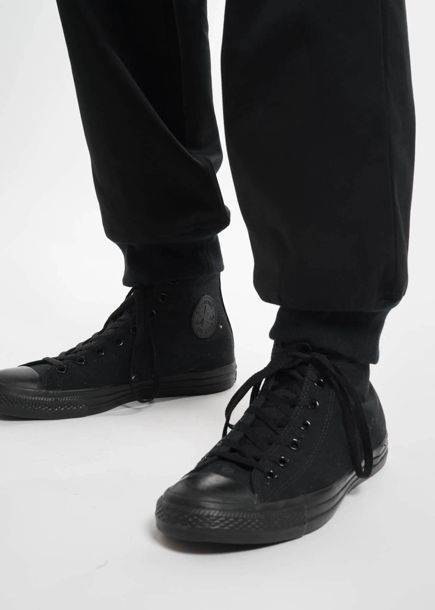 Black Rib Football Track Pants