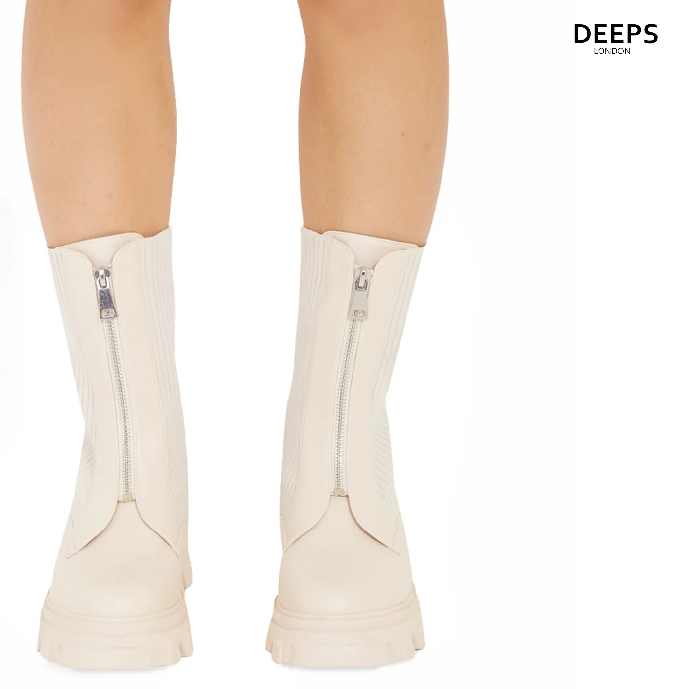 CARLA KNITTED LEG ZIP UP CALF BOOTS BLACK