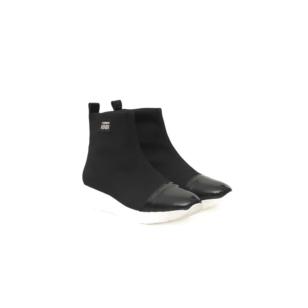 Cerruti 1881 Black Calfskin Women Sneaker