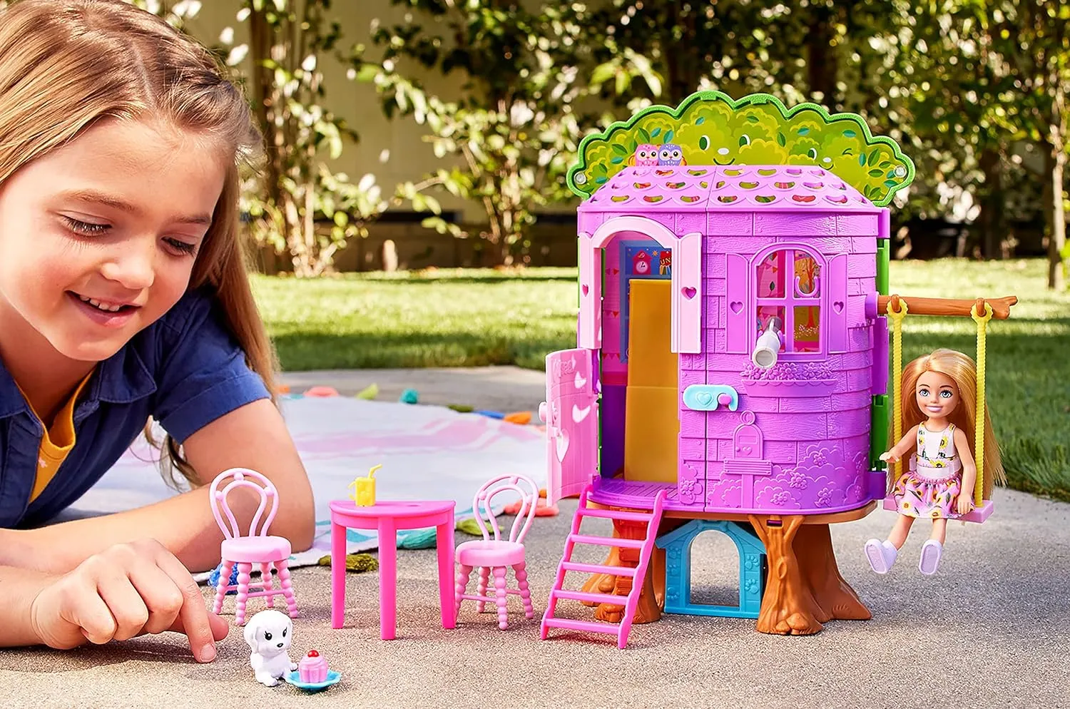 Chelsea Barbie Doll and Treehouse Playset with Puppy
