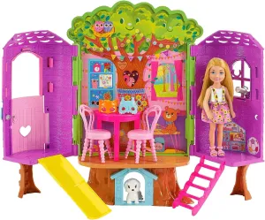 Chelsea Barbie Doll and Treehouse Playset with Puppy