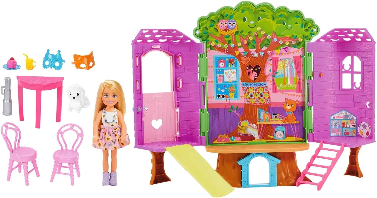 Chelsea Barbie Doll and Treehouse Playset with Puppy