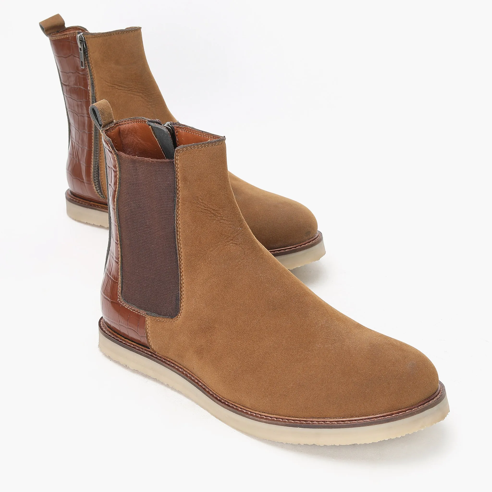CHELSEA BOOTS WITH CROCO DETAIL