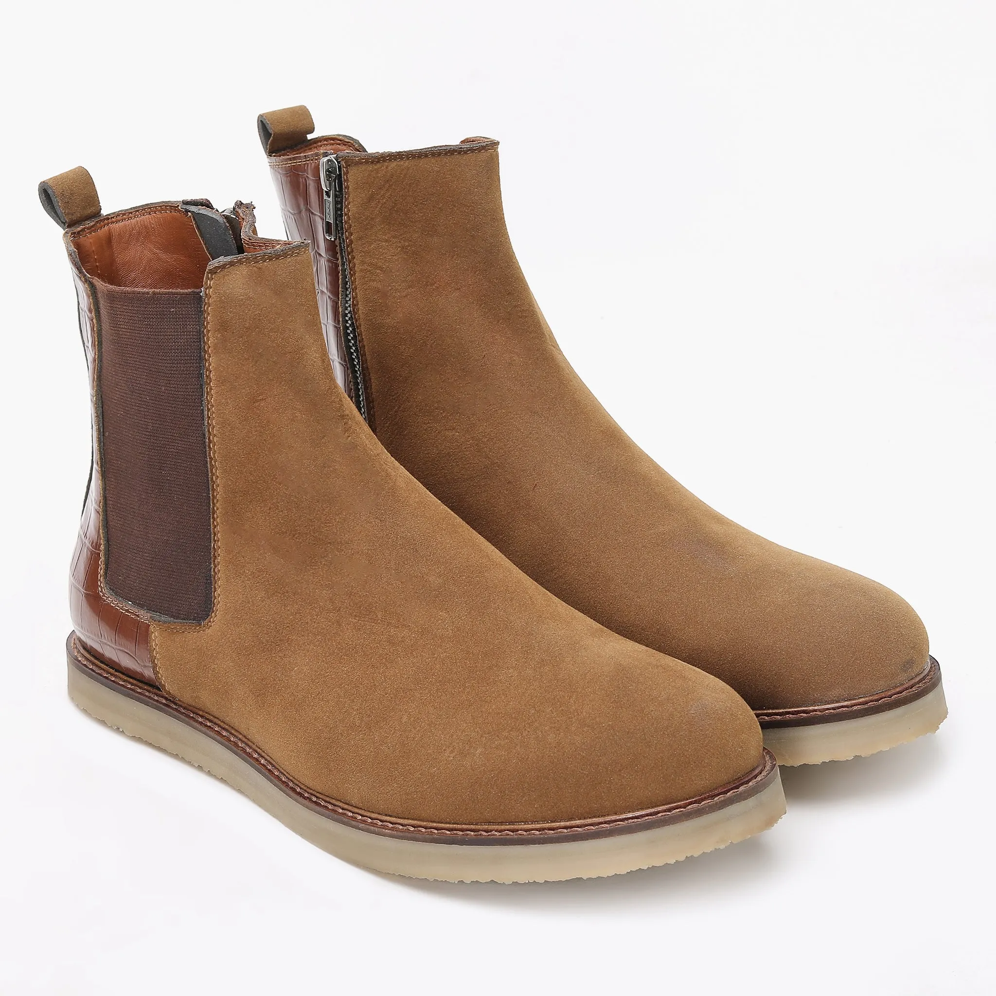 CHELSEA BOOTS WITH CROCO DETAIL