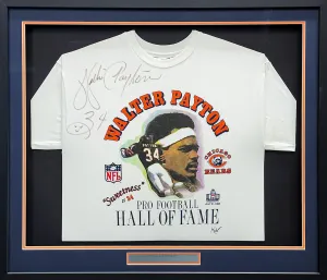 Chicago Bears Walter Payton Autographed Framed White Hall Of Fame Shirt PSA/DNA #AG04486