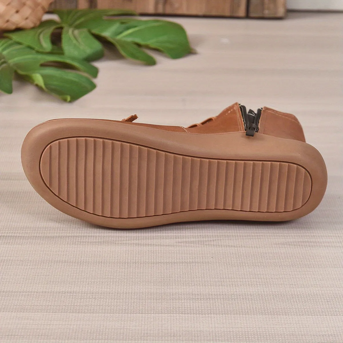 elveswallet Side Zipper Slip On Comfy Soft Sole Platform Ankle Boots
