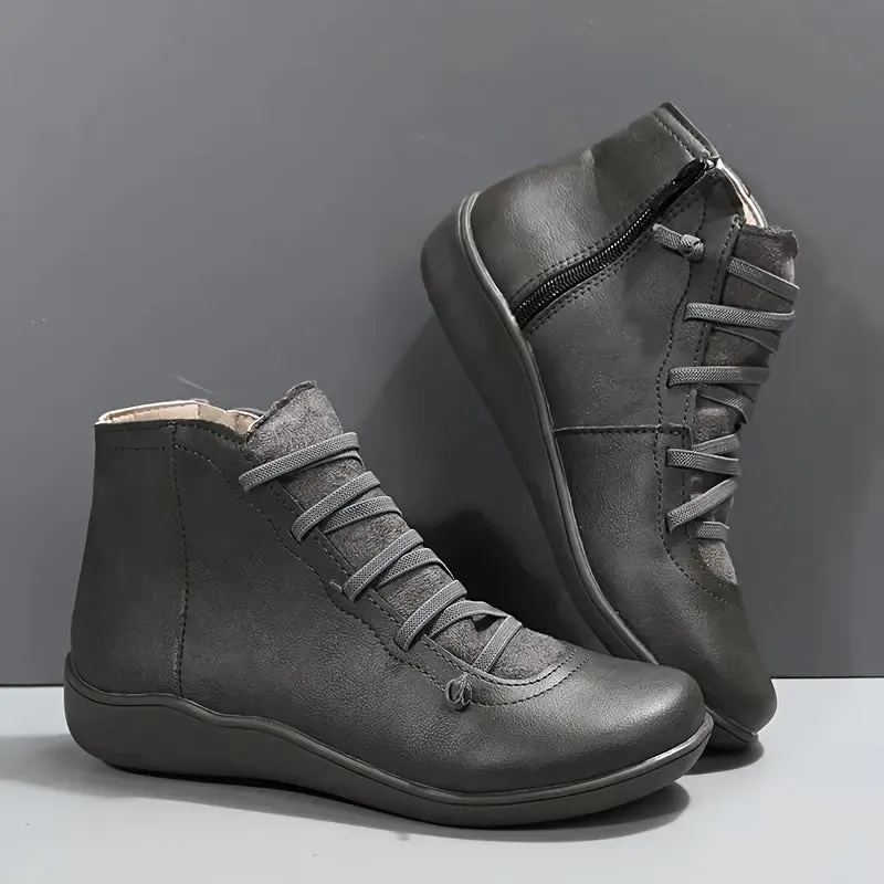 elveswallet Side Zipper Slip On Comfy Soft Sole Platform Ankle Boots