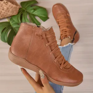 elveswallet Side Zipper Slip On Comfy Soft Sole Platform Ankle Boots