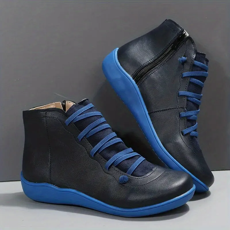 elveswallet Side Zipper Slip On Comfy Soft Sole Platform Ankle Boots