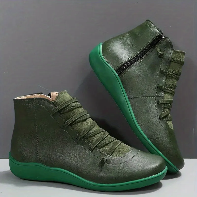elveswallet Side Zipper Slip On Comfy Soft Sole Platform Ankle Boots
