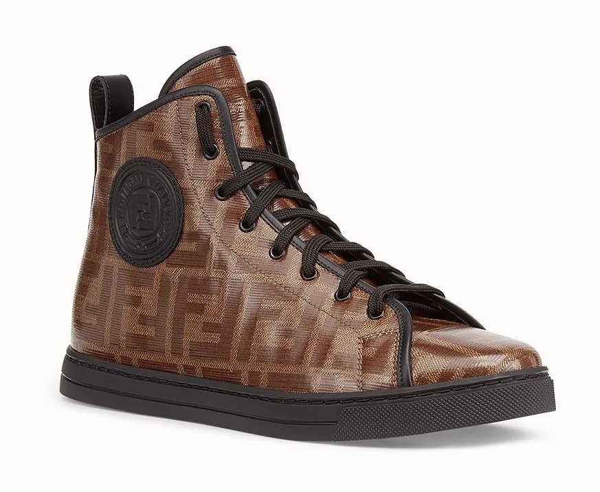 FF Logo Fabric High-Top Sneakers