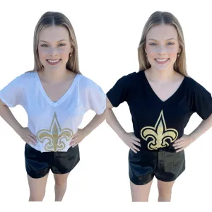 Fleur de Lis Glitter V-Neck Tee (S-XXL)