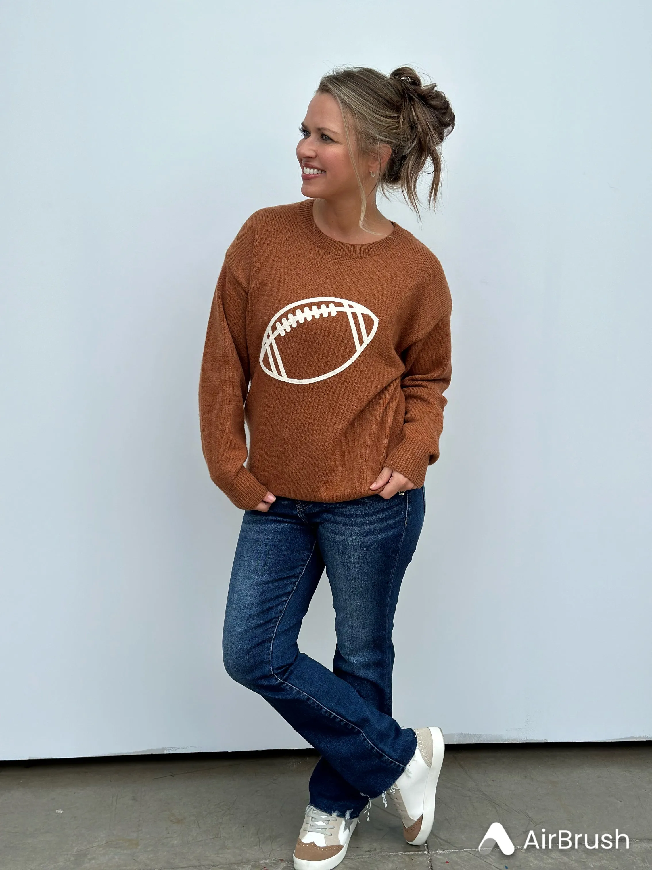 Football Embroidery Sweater