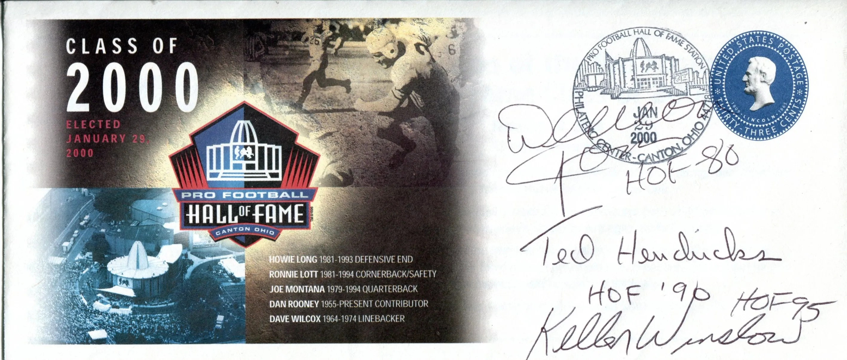 Football Hall of Famers Autographed Pro Football Hall of Fame Class of 2000 Envelope