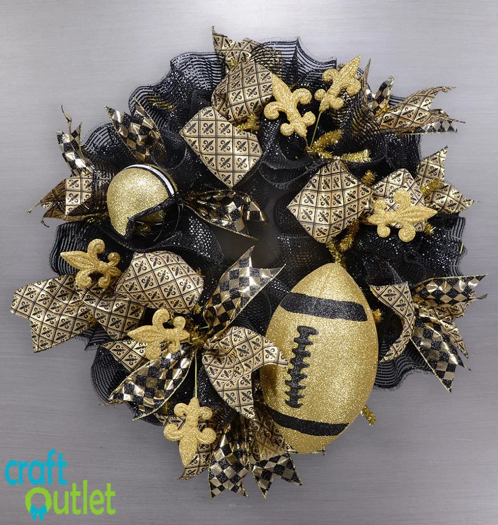 Football Helmet Ornament: Black & Gold (4")