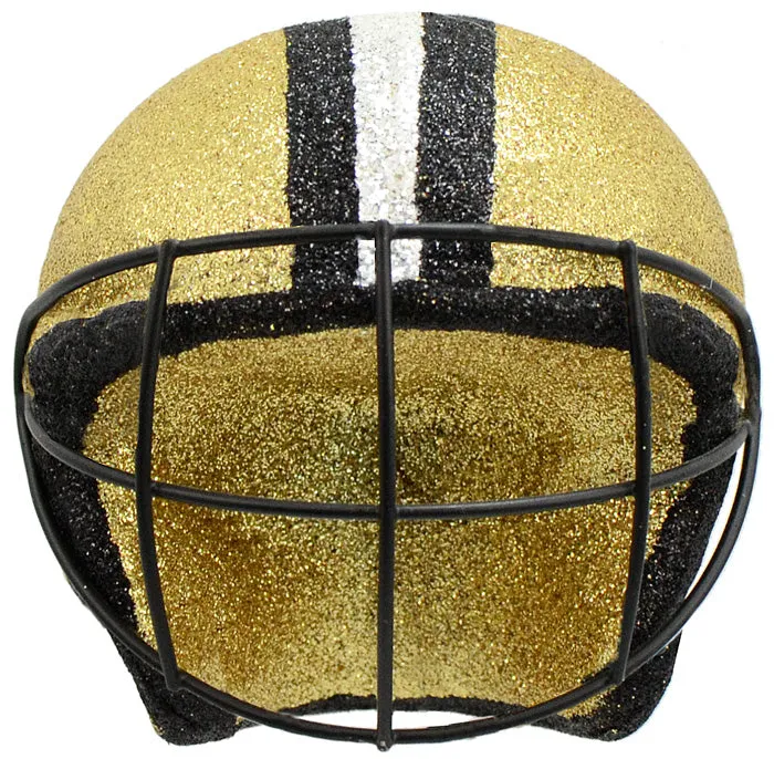 Football Helmet Ornament: Black & Gold (4")