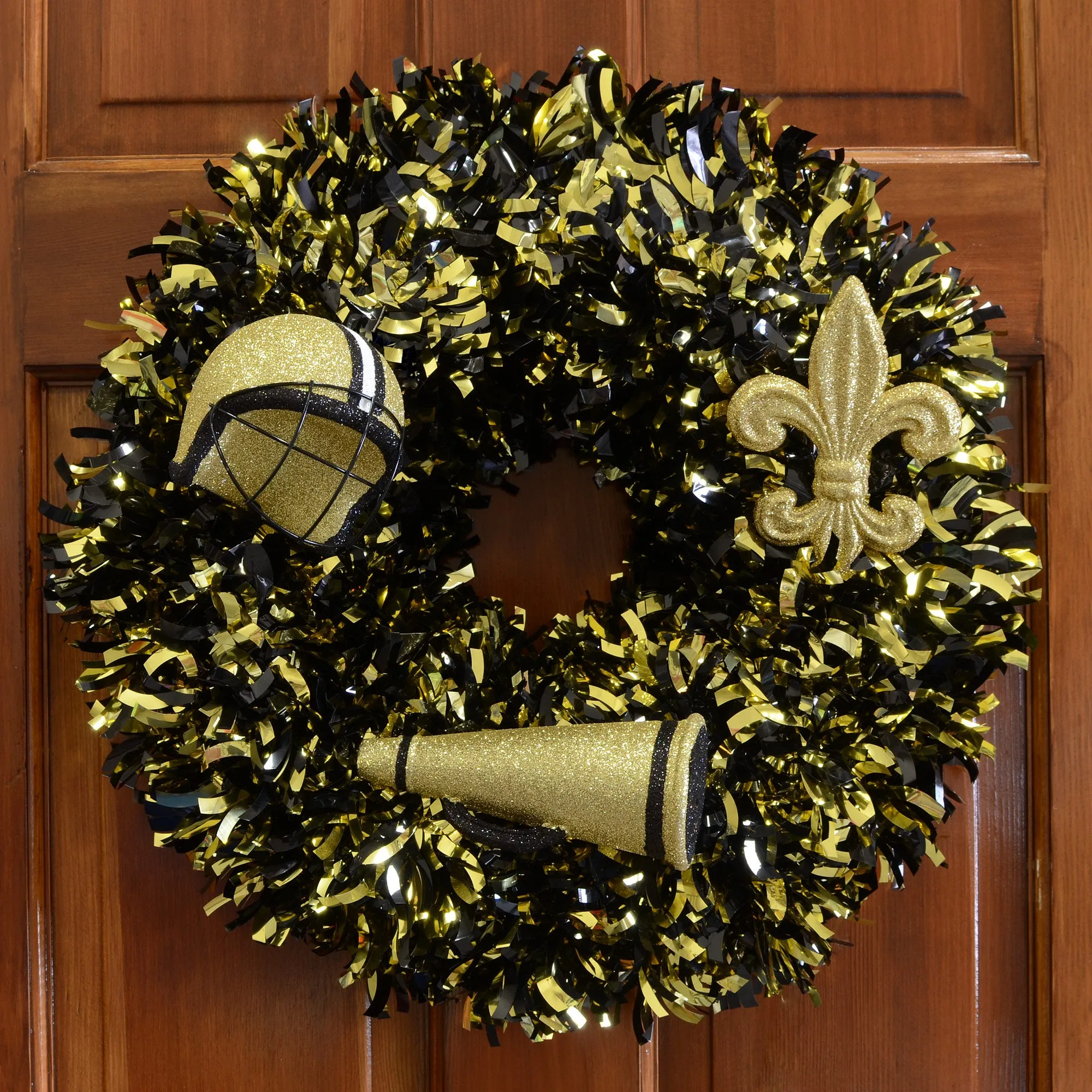 Football Helmet Ornament: Black & Gold (4")