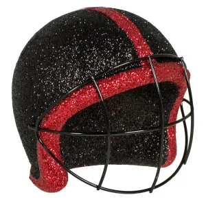 Football Helmet Ornament: Black & Red (4")