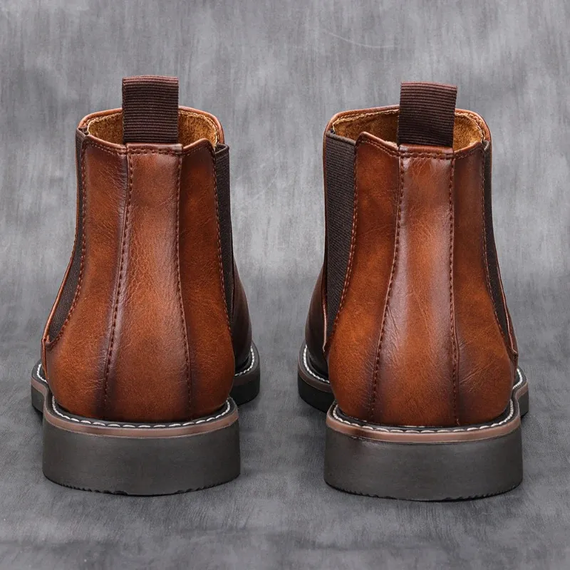 Formark - Klassieke Chelsea Boots Heren van Leer met Elastische Zijkanten