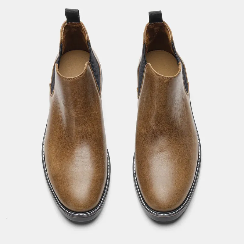 Formark - Klassieke Chelsea Boots Heren van Leer met Elastische Zijkanten