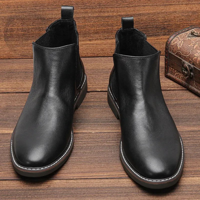 Formark - Klassieke Chelsea Boots Heren van Leer met Elastische Zijkanten