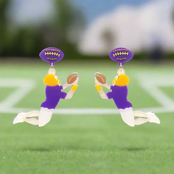 Game Day Touchdown Glitter Resin Drop Earrings