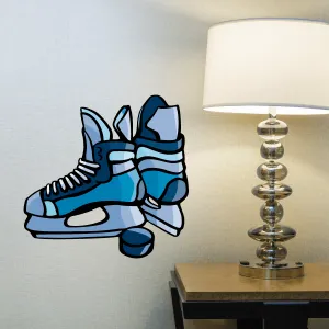 Hockey Skates Player Wall Decal - Vinyl Sticker - Car Sticker - Die Cut Sticker - CDSCOLOR105