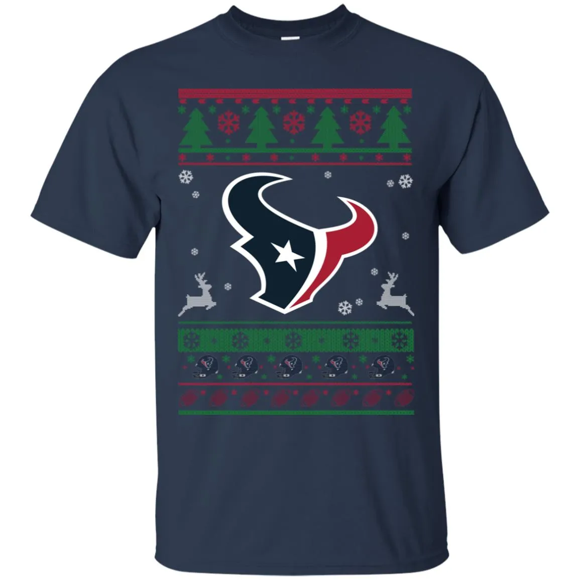Houston Texans Logo Football Teams Ugly Christmas Sweater Men T-Shirt