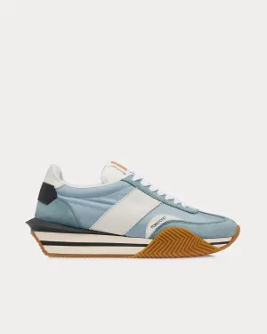 James Suede & Technical Fabric Pale Blue / White Low Top Sneakers