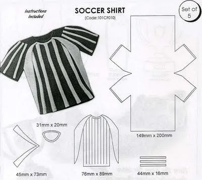 JEM 5 PC Soccer Shirt Cutter Set - Fondant Gumpaste Clay Crafts Football