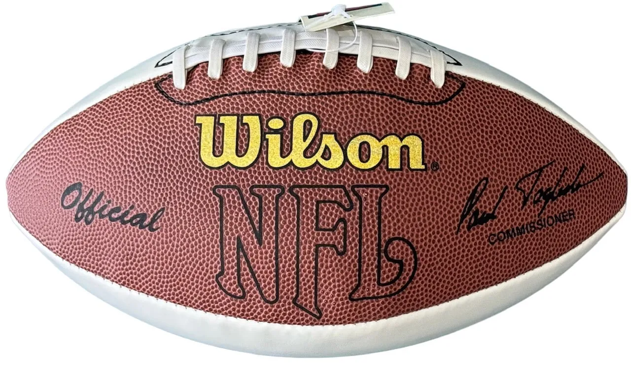 Junior Seau Autographed Wilson White Panel Football (JSA)