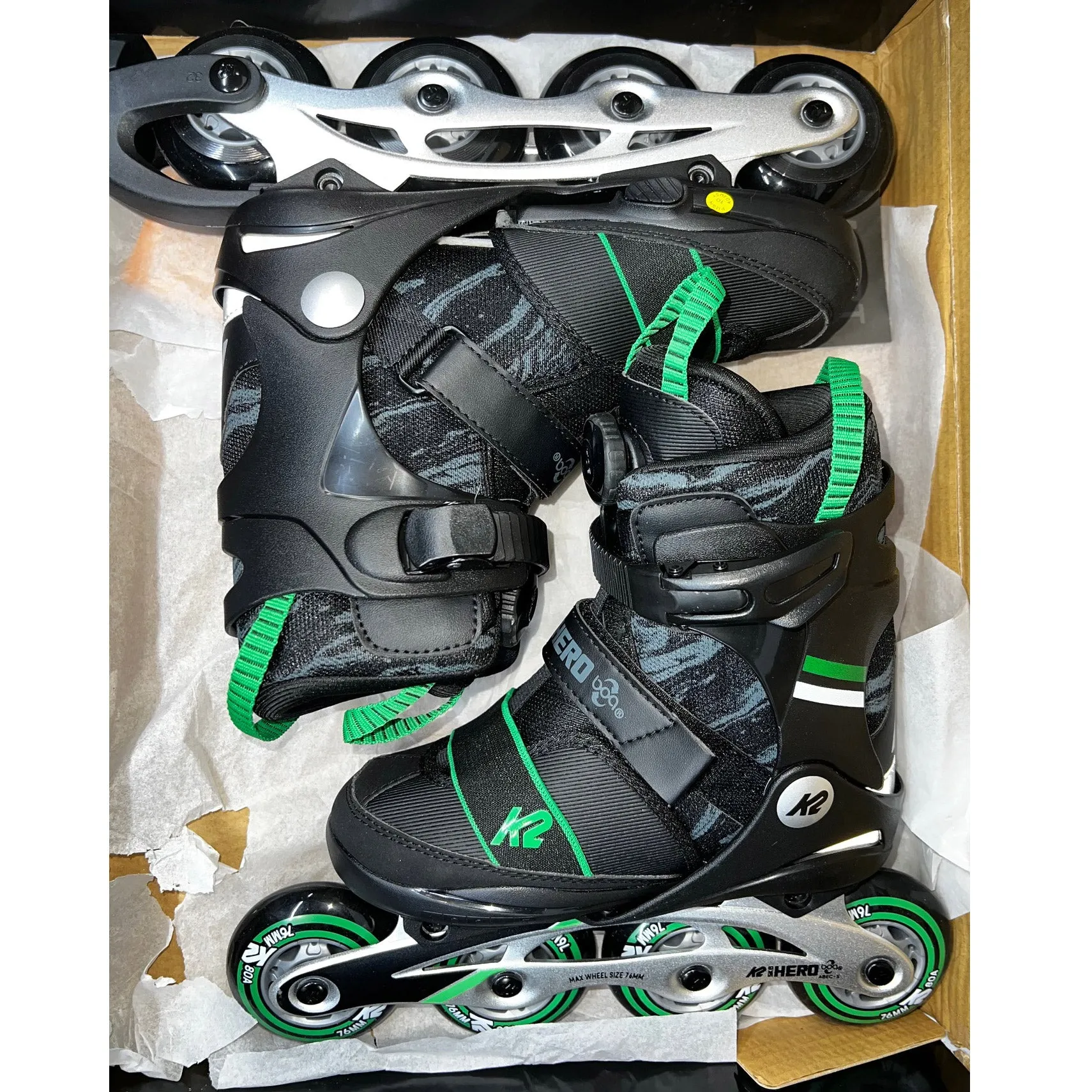 K2 Sk8 Hero Boa ALU Boys Adjustable Inline Skates - (Gently Used Size 1-5)
