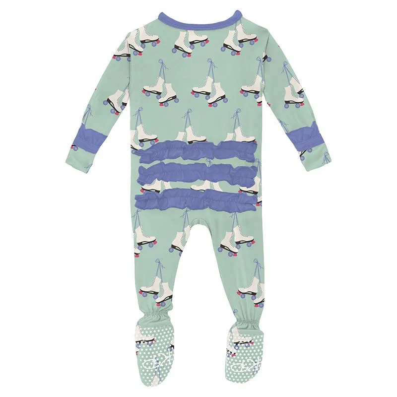 Kickee Pants Print Classic Ruffle Footie with Zipper - Pistachio Roller Skates