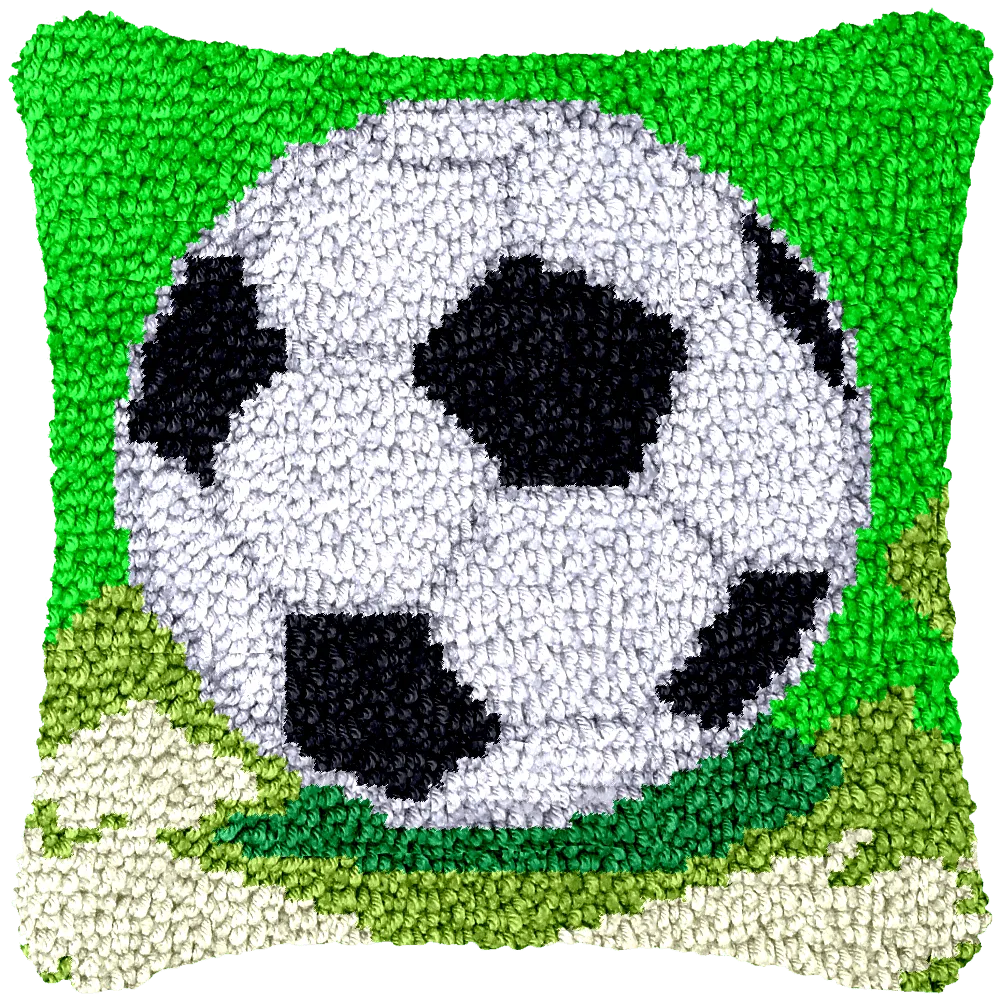 Latch Hook Pillow Making Kit - Soccer Football Fan Design