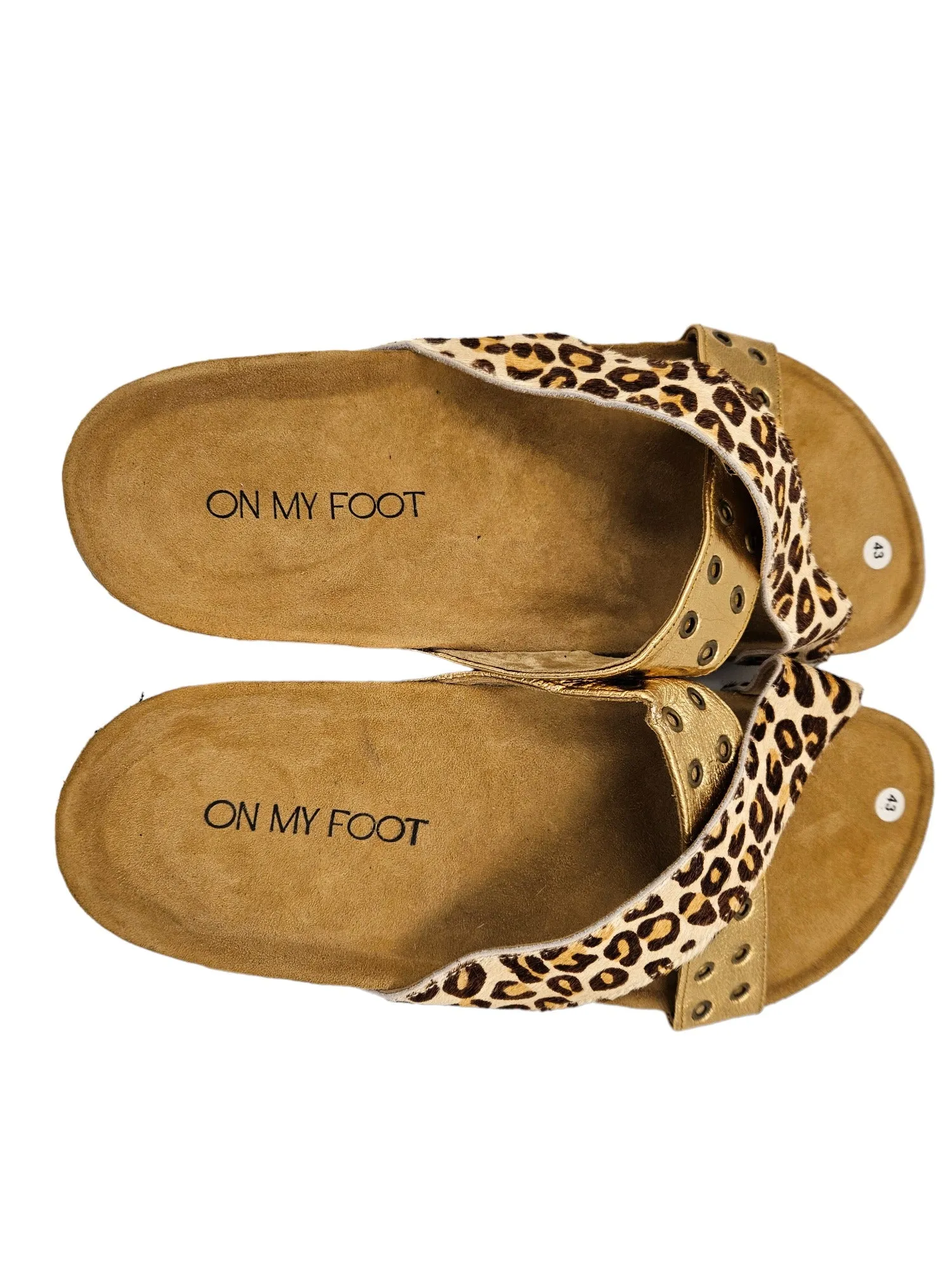 Leopard and Gold Strappy Sandal Slides